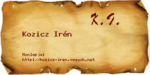 Kozicz Irén névjegykártya